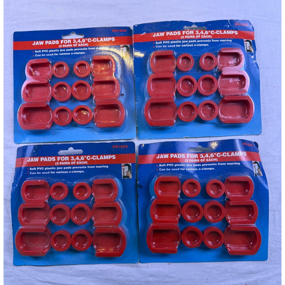 Harbor Freight Jaw‎ Pads For 3 4 6" C-Clamps Unisex Red NEW 4 Packs P91952